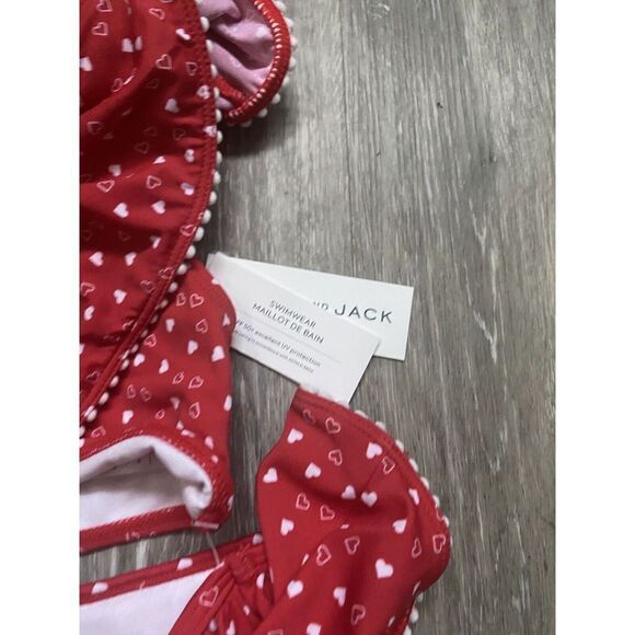 Janie and Jack Little Girl's & Girl's red 2-Piece hearts Ruffle Swimsuit Sz 8 - Picture 6 of 16